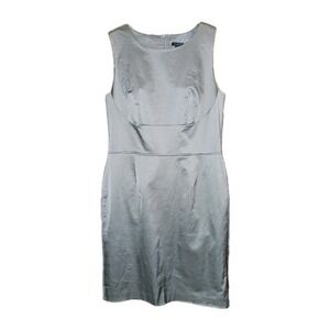 Ann Taylor Sheath Dress, Gray W/Slight‎ Sheen, Sleeveless, Zips In Back, Size 10